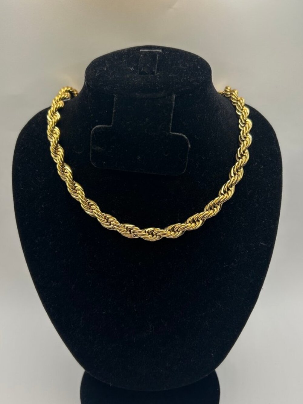 Real Gold 8mm Rope Chain Plated Stainless Steel Necklace 18 Inch Womens Solid